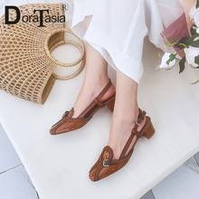 DORATASIA New Fashion Buckle Strap Luxury Summer Sandals Cow Leather Med Heels Shoes Woman Casual Party Ol Female Footwear 2024 - buy cheap