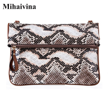 Mihaivina Luxury Serpentine Clutch Bags For Women Fashion Female Crossbody Bags Designer Snake PU Leather Envelope Shoulder Bag 2024 - buy cheap