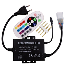Controlador Led RGB de 220V/110V, atenuador remoto IR de 24 teclas, enchufe estadounidense/europeo/australiano/británico, PCB de 8mm/10mm, 1500W, envío gratis 2024 - compra barato
