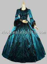 Бальное платье 18-го века, зеленовато-голубое атласное черное кружевное многослойное бальное платье Марии-Антуанетты 2024 - купить недорого