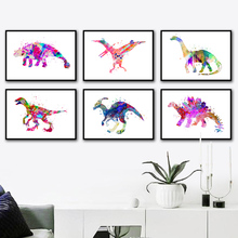 Pôsteres nórdicos coloridos de animais, dinossauro, arte e impressões, tela de pintura, imagens para parede, para sala de estar, quarto de crianças, decoração de casa 2024 - compre barato