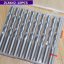 6mm*42mm,10pcs,Free shipping 2 Flutes End Mill,CNC wood milling Cutter,Solid carbide woodworking tool,PVC,MDF,Acrylic,wood 2024 - buy cheap
