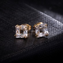 Pendientes de cristal austríaco para mujer, aretes cuadrados de cristal blanco, joyería de boda llamativa, venta al por mayor, 2018 2024 - compra barato