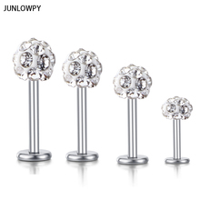 Junlowpy atacado corpo jóias labret anéis de aço inoxidável shaballa cristal disco bola lábio piercing jóias 16g lábio anel 30 pçs 2024 - compre barato