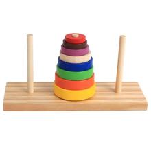 Wooden Puzzle Stacking Tower Of Hanoi Kid Mathematical Montessori Learning Stacking Ring Tower Educational Toys For Children 2024 - buy cheap