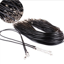 1.5mmX470mm  100pcs/lot  Black Wax Line Necklace Pendant Charms Cord Beads String Lobster Clasp Strap Rope 2024 - buy cheap