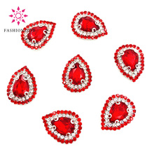 New 10X14mm Red DR shape sew on rhinestones Color chain+Color rhinestones faltback Glass Crystal Buckle DIY clothing accessories 2024 - buy cheap