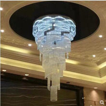 L Round crystal chandelier double staircase lighting atmosphere hotel lobby hall engineering lamps 2024 - buy cheap