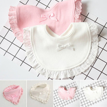 Baby Bibs Burp 100% Cotton Lace Bow Pink And White Bib Baby Girls Lovely Cute Bib Infant Saliva Towels 2024 - buy cheap