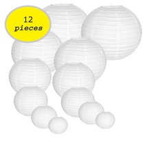 Lanterna de papel chinês branca de 4 "-14", tamanhos variados, bola de papel de pendurar, decoração para casamento 2024 - compre barato