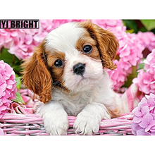 NEW DIY Full Drill Diamond Painting "Cute Puppy In Flower Basket" Diamond Embroidery Cross Stitch Needlework Home Decoration GT 2024 - buy cheap