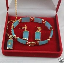 United States Jewelry word Fine  Jewelry Blue gem pendant necklace bracelet earrings Set USA Style silver-jewelry 2024 - buy cheap