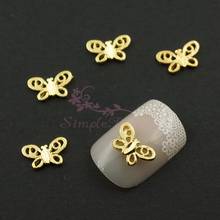 100PCS/LOT Hollow Out Butterfly Shape Gold Plated Alloy Charms 3D DIY Design Crafts Decorations Salon Acrylic Nail Art Manicure 2024 - buy cheap