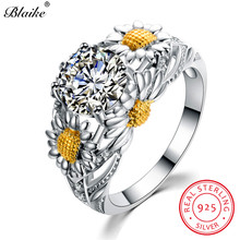 Cute Plant Daisy Ring 925 Sterling Silver Rings For Women White Yellow Topaz Red Ruby Stone Wedding Bands Zircon Engagement Ring 2024 - buy cheap