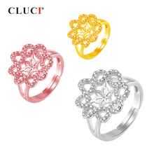 Cluci 925 prata esterlina zircônia anel popular flor dedo anel bague anéis de noivado para casamento feminino jóias sr2143sb 2024 - compre barato