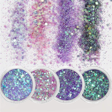 1Jar Holographic Glitter Powder 0.2~1mm Laser Nail Art Dust Pigment Sequins Nail Flakes Glitters DIY Nail Manicure UV Gel Polish 2024 - buy cheap