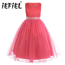 iEFiEL Sequined Flower Girls Dresses Kid Weddings Party Bridesmaid Tulle Dress Children First Communion Princess Summer Dresses 2024 - buy cheap