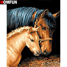 Homfun quadrado completo/broca redonda 5d diy pintura diamante "cavalo animal" bordado ponto cruz 3d decoração da sua casa a10888 2024 - compre barato