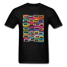 Camiseta de algodón con estampado de Cassette para hombre, camisa masculina de color Retro, de neón, estilo Hip Hop, informal 2024 - compra barato