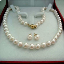 Akoya-collar y pendientes de perlas cultivadas, conjunto de pendientes, color blanco, Real, Natural, 8-9MM, AAA,>, Envío Gratis 2024 - compra barato