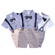 2019 Hot Sale 2PCS Baby Infant Boys Short Sleeve cotton Bow Tie Romper Clothes Toddler pants Set Outfits Baby Clothes 0-2Y DB502 2024 - buy cheap