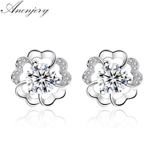 ANENJERY 925 Sterling Silver Zircon Plum Flower Earrings For Women oorbellen brincos pendientes S-E419 2024 - buy cheap