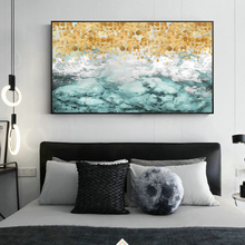 Impresiones abstractas en lienzo para pared, carteles e impresiones de Color dorado para la pared del hogar, impresiones artísticas de Cuadros para la cama 2024 - compra barato