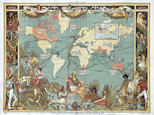 Mapa del mundo hecho de gran Reino Unido, pinturas colgantes de pared decorativas para el hogar, decoración para sala de estudio/aula, Mapa del Viejo Mundo, 1886 2024 - compra barato