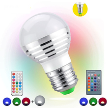 1Pcs AC85V-265V E27 E14 dimmer LED RGB Bulb Candle lamp 5W LED RGBW Spotlight magic Holiday lighting+IR Remote Control 16 colors 2024 - buy cheap