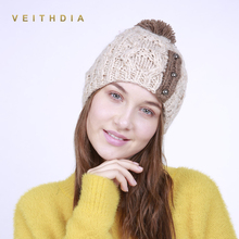 VEITHDIA 2019 Handmade Autumn Winter Knitted With buckle Hat Women Caps Bonnet Warm Baggy Winter Hats For Girls Skullies Beanies 2024 - buy cheap