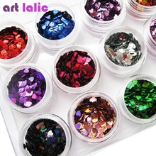 12 Colors Nail Art Glitter HEART Shapes Confetti Sequins Acrylic Tips UV Gel Polish DIY Deco 2024 - buy cheap