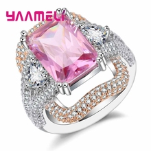 Charming Pure 925 Sterling Silver Women Rings AAAA Austria Crystal Pink CZ Lady Wedding Engagement Jewelry Brand New 2024 - buy cheap