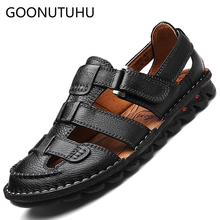 2019 new fashion men's sandals breathable summer causal shoes man genuine leather beech sandal male big size 48 sandals for men 2024 - buy cheap