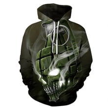 Creatvie Army Green Skull Head Smog 3D Print Hoodie Men/Women Hip Hop Streetwear Pullover Cap Sweatshirts Boy Autumn Jacket Coat 2024 - buy cheap