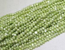 Wholesale Real Pearl Bead 5-8mm 15'' Apple Green Natural Freshwater Pearl Loose Beads Handmade Gift 2024 - buy cheap