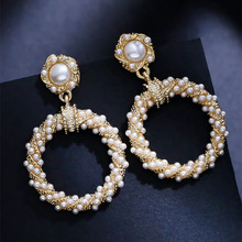 Luxury Simulated Pearl Dangle Earrings For Women Wedding Jewelry Geometric Big Round Punk Drop Earring Long Ear Accessories 2019 2024 - buy cheap