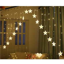 Tira de luces LED de cortina de estrellas, guirnalda de luces de hadas para Navidad, boda, fiesta en casa, decoración de cumpleaños, 3M, 16, EU 2024 - compra barato