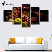 Arte da parede moderna fotos decoração casa 5 painéis de vinho frutas cartazes vinho vinha para cozinha sala estar hd impresso quadro pintura 2024 - compre barato