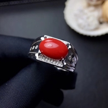 Natural red coral gem Ring S925 Silver Natural Gemstone Ring Fashion Elegant Thick square man Women's party wedding gift Jewelry 2024 - buy cheap