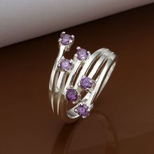 Ring 925 Silver Ring 925 Silver Trendy Jewelry Ring Women 's Inlaid Purple Crystal Jewelry Wholesale Free Shipping swwd LR339 2024 - buy cheap