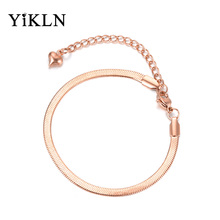 YiKLN-pulsera fina de eslabones y cadena de serpiente de acero inoxidable para mujer, brazalete de oro rosa, regalo de Navidad, YB18075 2024 - compra barato