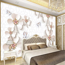 Beibehang-papel tapiz personalizado para sala de estar, mural 3d de lujo con joyas doradas, flores, trébol, mariposa, decoración de fondo 2024 - compra barato