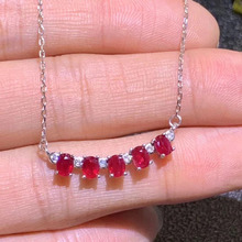 Ожерелье из серебра 925 пробы с натуральным красным Рубином 2024 - купить недорого
