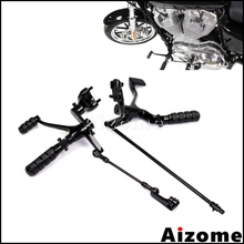 Kit de controles frontal para pedal de motocicleta, preto, controle frontal para harley sportster 883 iron xl883n 2014 2015 2016 2017 2024 - compre barato