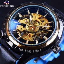 Forsining-Reloj de pulsera para hombre, con diseño de carreras transparente, resistente al agua, correa de cuero, de lujo, automático, esqueleto, 2017 2024 - compra barato