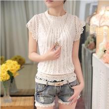 Clobee 2020 Social Summer Short Sleeve White Lace Blouses Pullover Shirts Hollow Out Blusas Femininas Slim Elegant Tops A516 2024 - buy cheap