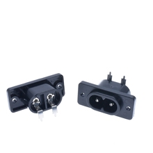 10 pces iec320 c7 soquete 2 pinos tomada tipo de parafuso iec320 90 graus com fixo com furos de parafuso ac 250 v 2.5a