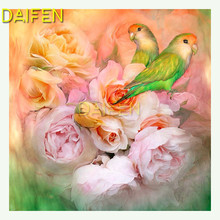 Full Square Diamond embroidery parrots  flower rose peony Full Round Diamond mosaic DIY 3D Diamond painting Cross stitch 2024 - buy cheap