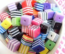 80pcs 8mm Multicolour Cube Beads Stripe square resin high quality beads 2024 - buy cheap