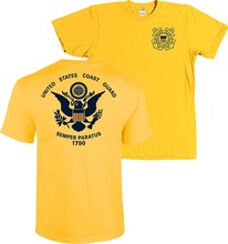 Uscg Us Coast Guard Flag Front & Back Gold USA 2019 New Brand Clothing Custom Special Print Men Photo T Shirts 2024 - buy cheap
